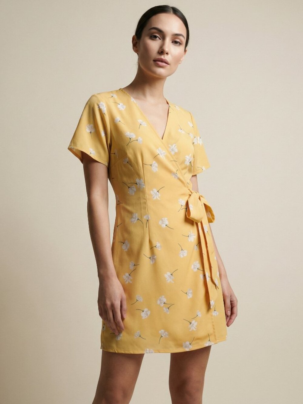 Amuse Society Yellow Floral Mini Dress